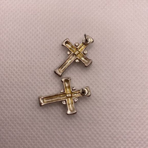 💛 Vintage Silver Plated Cross Earrings - Picture 4 of 4